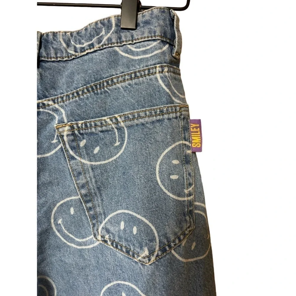 Smiley x H&M smiley Face Wide Leg Straight Leg Smiley Face denim Jeans Size 0